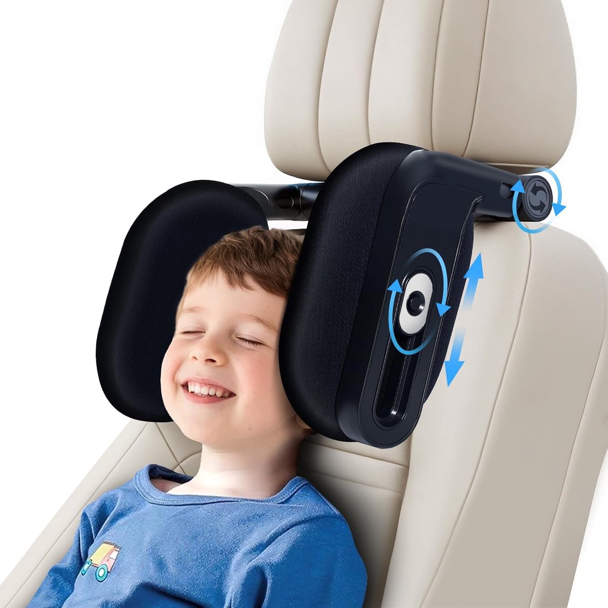 Thijox - Hoofdsteun Auto voor Kinderen & Volwassenen | 360° Draaibaar Reishoofdsteun met 3-Punts Mechanisme | Ademend Memory Schuim Neksteun voor Comf