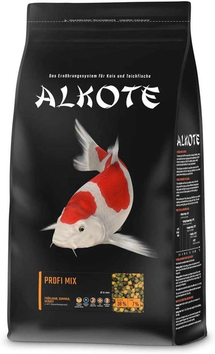 Thijox - AL-KO-TE 3-seizoenen koi voeder, drijvende pellets 6mm, professionele mix, 3 kg, voor gezonde groei en energiereserves in voorjaar en herfst