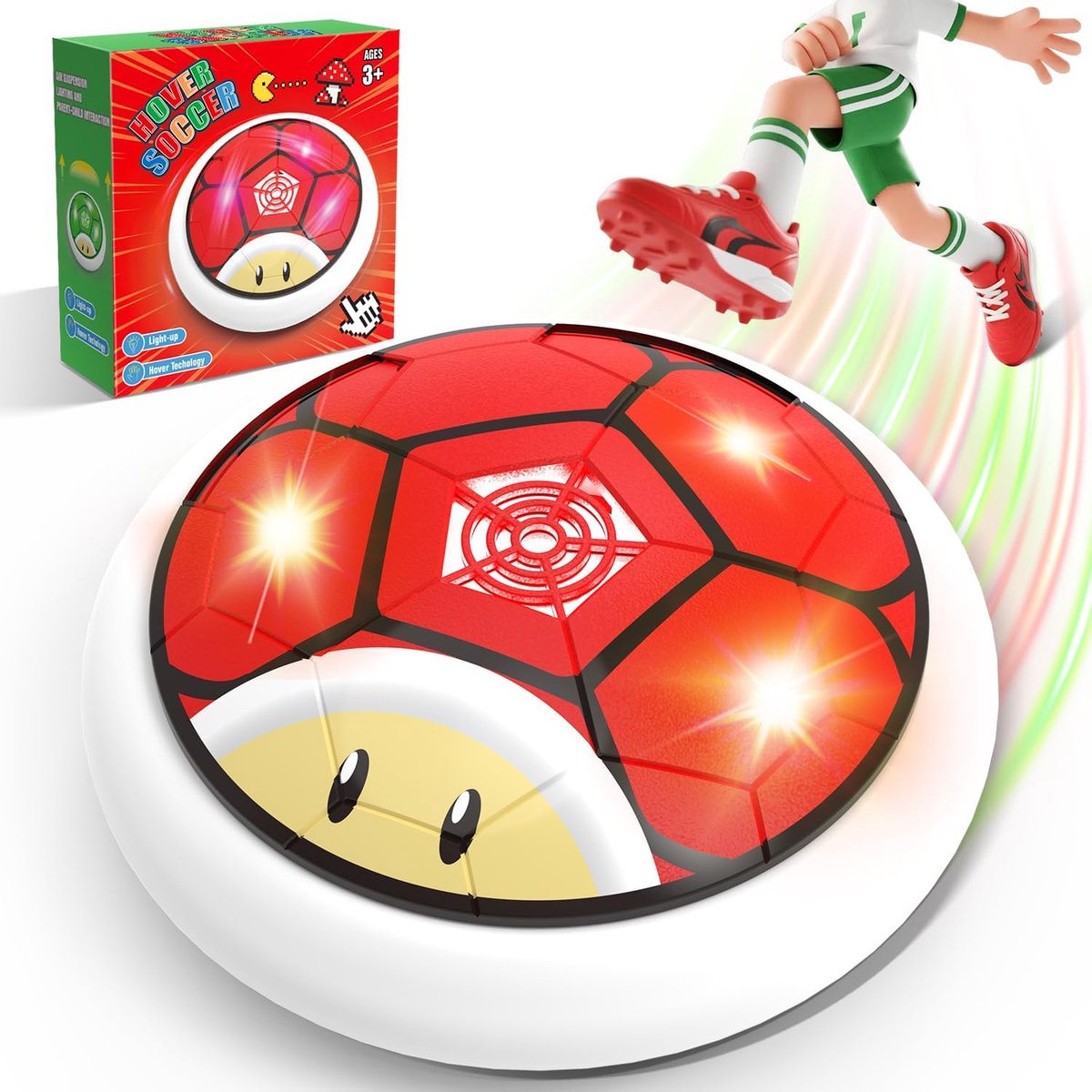 Thijox - Zwevende Voetbal met Gloeiende LED-verlichting voor Binnen, Voetbalspeelgoed voor Kinderen van 3 tot 12 Jaar, Indoor Voetbalspel, Leuk Cadeau