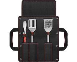 Kamado Joe® Krafted™ Steel RVS BBQ Gereedschapset 3-delig – Tang, Spatel & Borstel – Incl. Draagtas