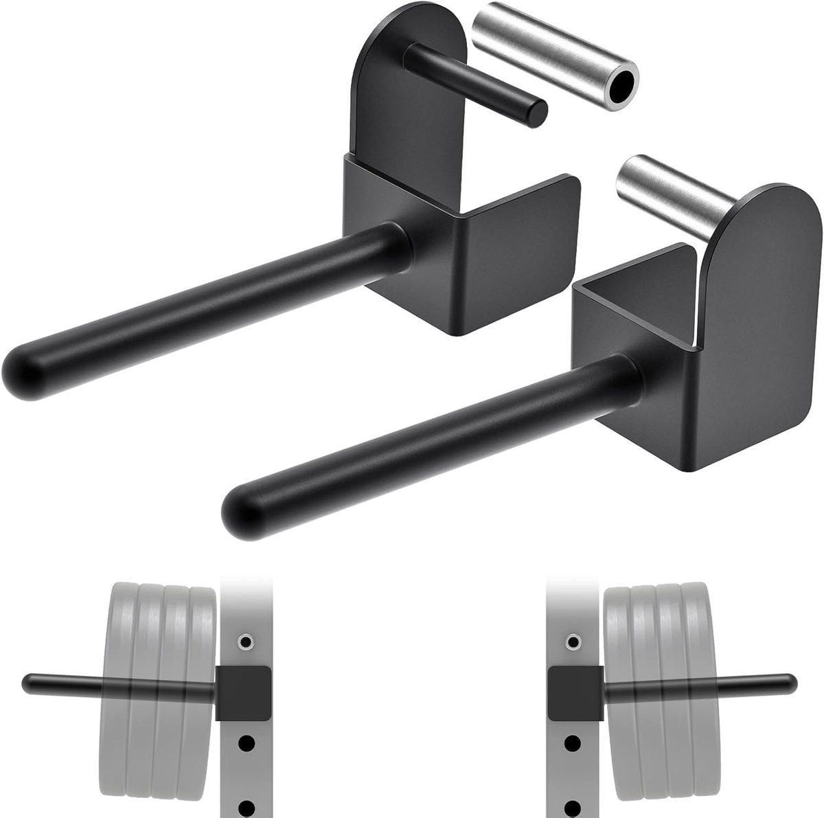 Thijox - Halterplaathouder voor Power Rack 2x2 en 3x3 - Stalen Gewichtsopbergrek voor 1" en 2" Halterschijven - Set van 2 - Geschikt voor 136 kg