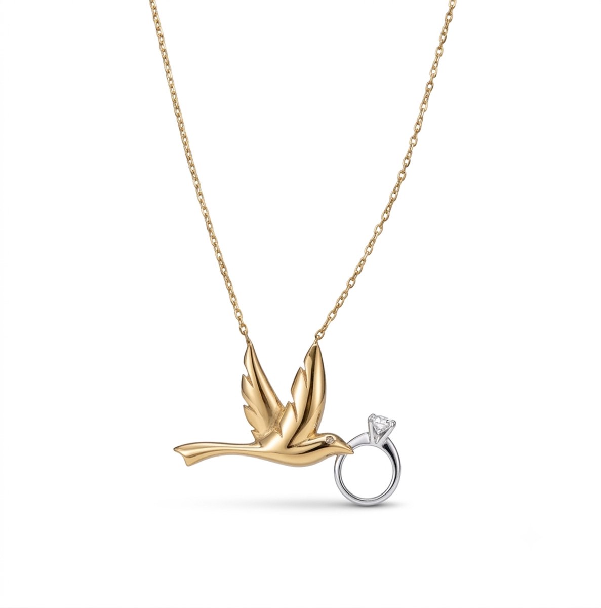 Gouden Ketting Liefde Hanger Zirkonia 14 karaats