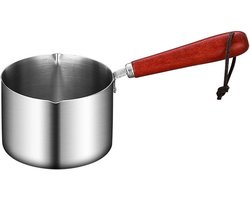 Roestvrijstalen Melkpan van 500ml met Houten Handvat, Ideaal voor Melk, Boter en Sauzen Verwarmen