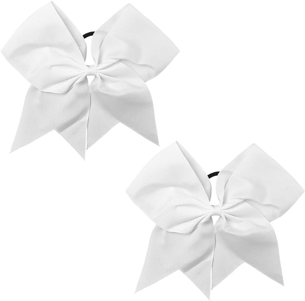 Set van 2 Grote Witte Haar Scrunchies met Strik van Zacht Polyester - Elastische Haarbanden voor Vrouwen, Perfect voor Feestjes en Dagelijks Gebruik