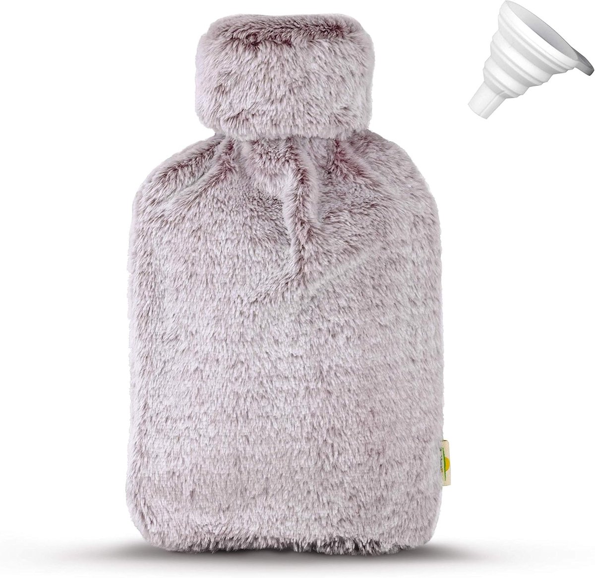 SnelShoppen - Grote Warmwaterkruik met Kap - 2 Liter Natuurrubber - Zachte Pluche Buitenhoes - Perfect voor Kinderen en Volwassenen - Ideaal voor Koud
