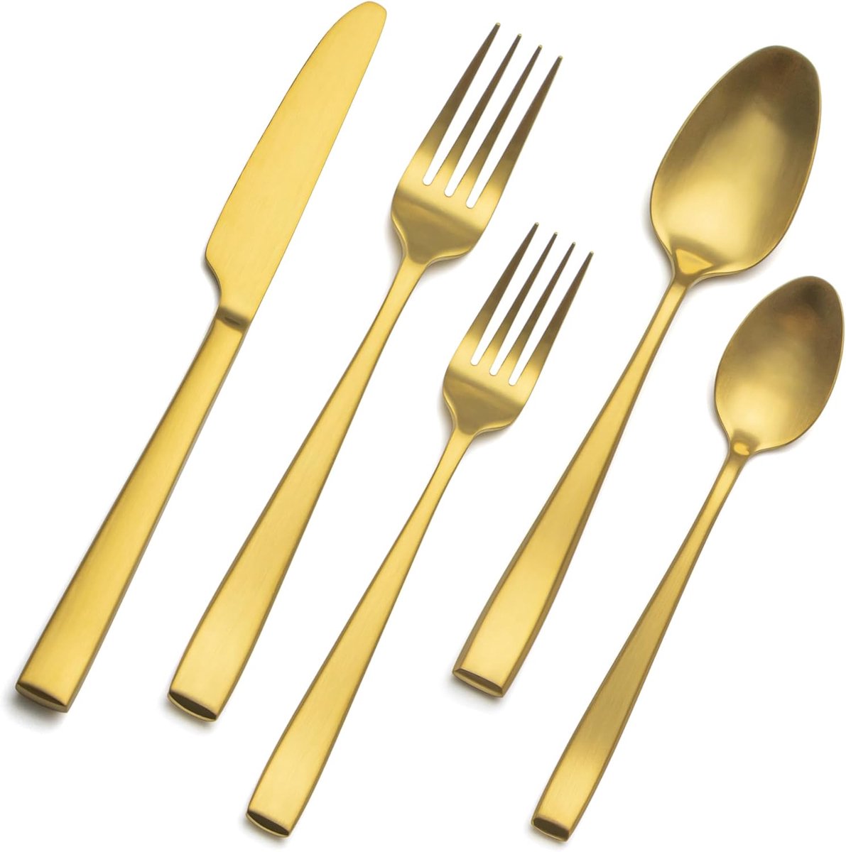 Thijox - 30-delige gouden bestekset voor 6 personen | Mat roestvrij staal tafelbestek met unieke handgrepen | Modern en elegant eetbestek voor feest e