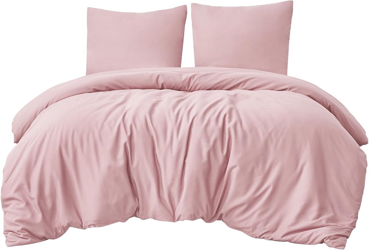 SnelShoppen - Luxe Bedlinnen Set 200 x 220 cm - 3-delige Roze Dekbedovertrekset met Kussenslopen - Microvezel, Zacht, Antikreuk, Ideaal voor Slaapkame