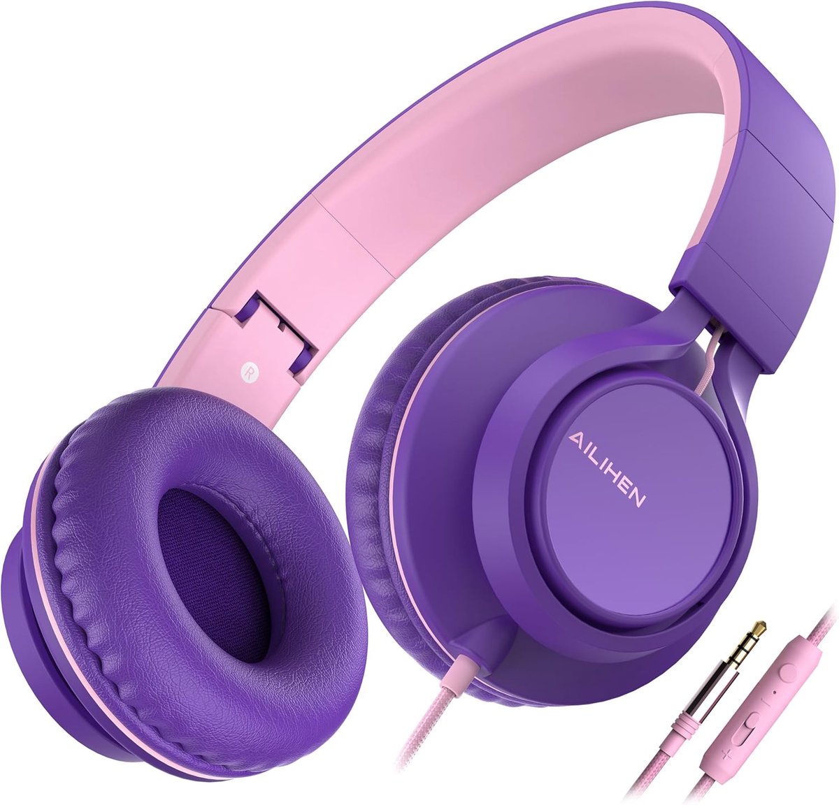 Thijox - Draadloze hoofdtelefoon met microfoon - Opvouwbaar en verstelbaar - On-ear headset met volumeregeling - HD stereogeluid - 3,5 mm aansluiting