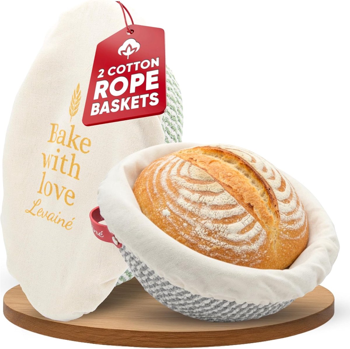 Thijox - Banneton Brood Proofing Basket Set - Ovale & Ronde Katoenen Touw Proofing Manden met Liners & Covers voor Artisan Zuurdesem Broden - Ideaal v