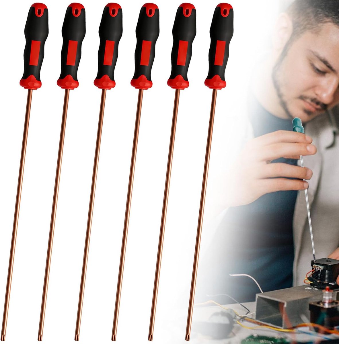 Thijox - Torx-schroevendraaierset extra lang, 6-delig, magnetische schroevendraaiers T10 T15 T20 T25, professionele lange sterrenkransen voor precisie