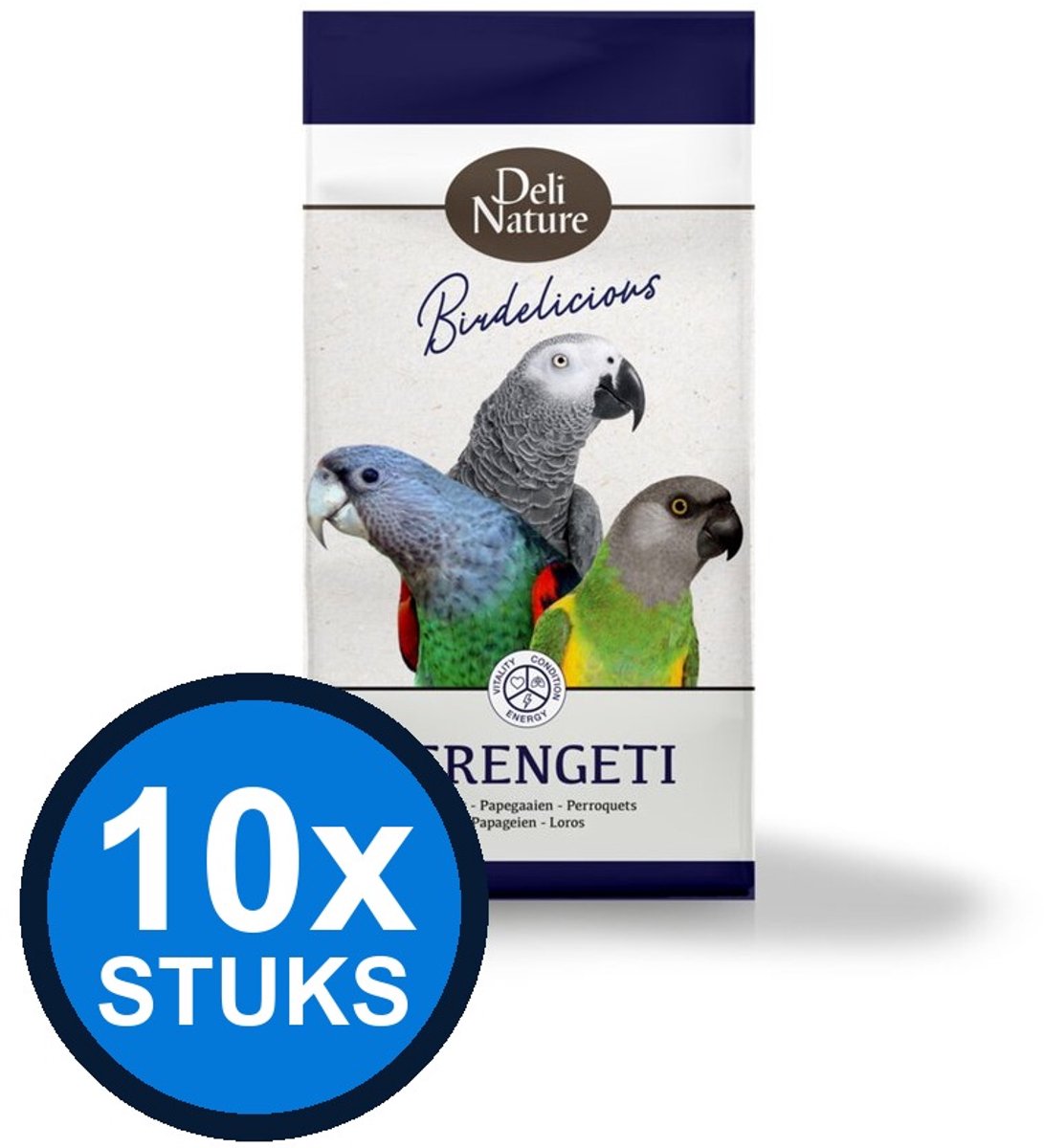10x Deli Nature - Birdelicious papegaaien serengeti 750gr - Vogelvoer - 750 g