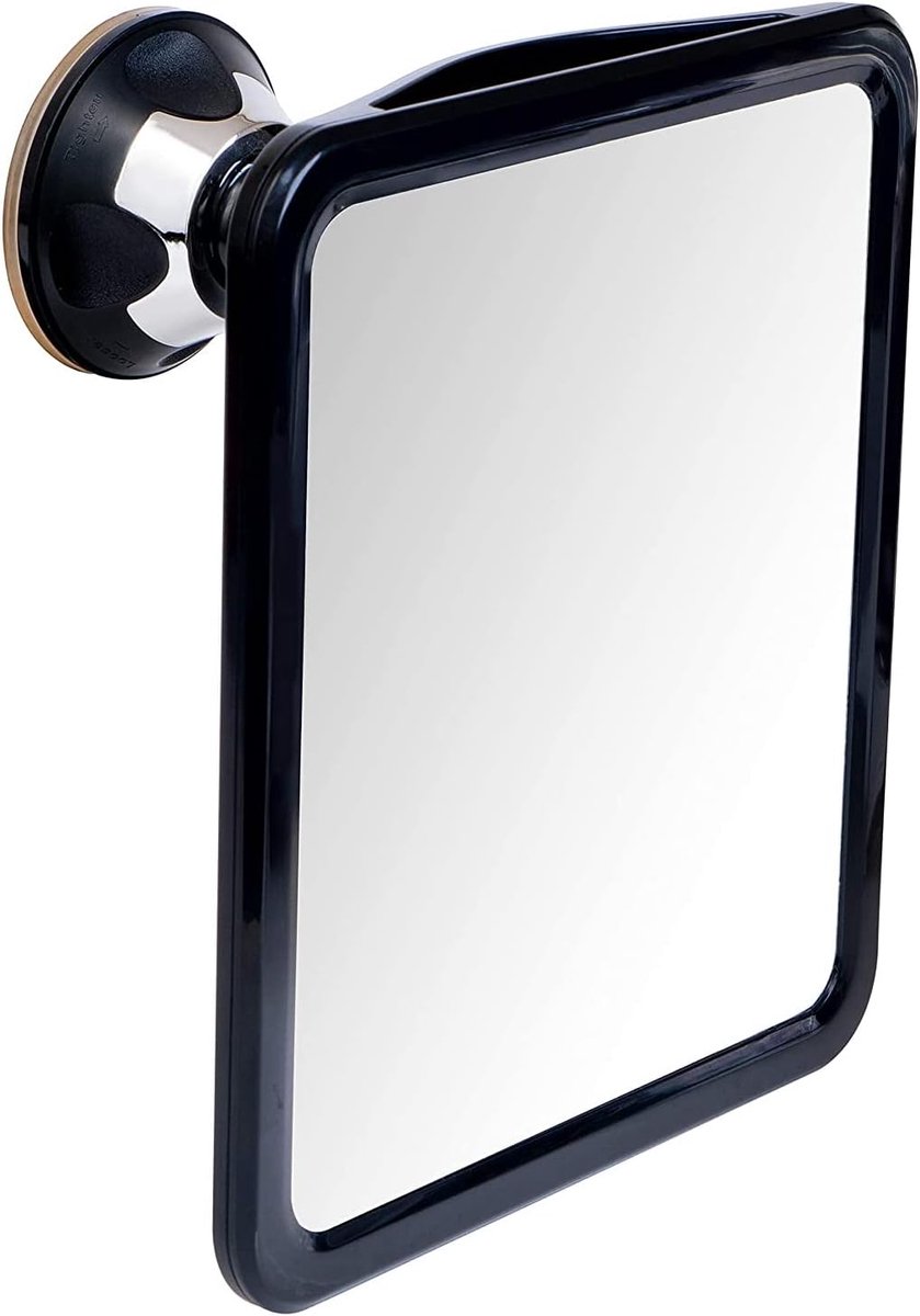 Thijox - Badkamer Douchespiegel met Zuignap - Onbreekbare Anti-Condens Scheerspiegel - 360° Rotatie - 20 x 18 cm - Ideaal voor Scheren onder de Douche