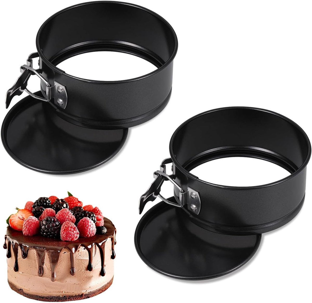 SnelShoppen - 2 Stuks Mini Springvormpannen 11 cm - Kleine Bakvormen met Anti-aanbaklaag - Perfect voor Taartjes, Muffins en Feestjes - Keuken Essenti