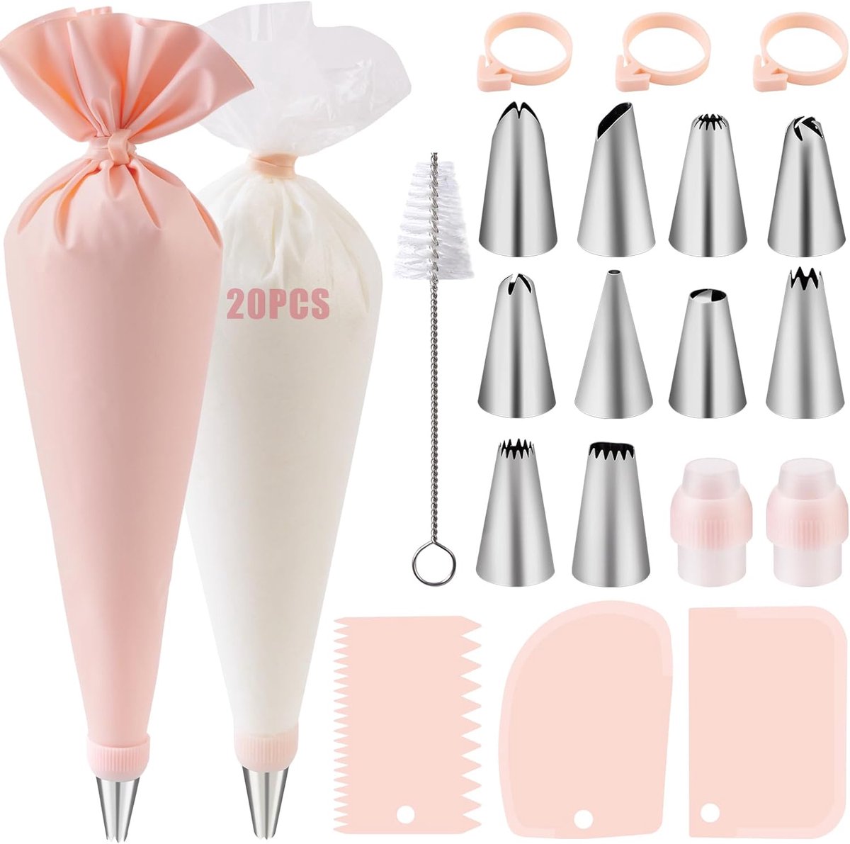 Thijox - Nifogo Werkzaamheidszakken 40 stuks - Bakkerstips Set - Cake Accessoires - Roestvrij staal - Herbruikbaar en Vaatwasmachinebestendig - Perfec