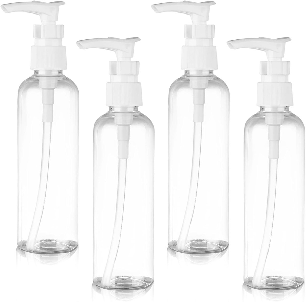 Thijox - Transparante Pompflessen 100 ml - 4 Stuks Reisflessen - Kunststof Lotiondispenser voor Cosmetica, Shampoo en Lotion - Ideaal voor Vakantie en