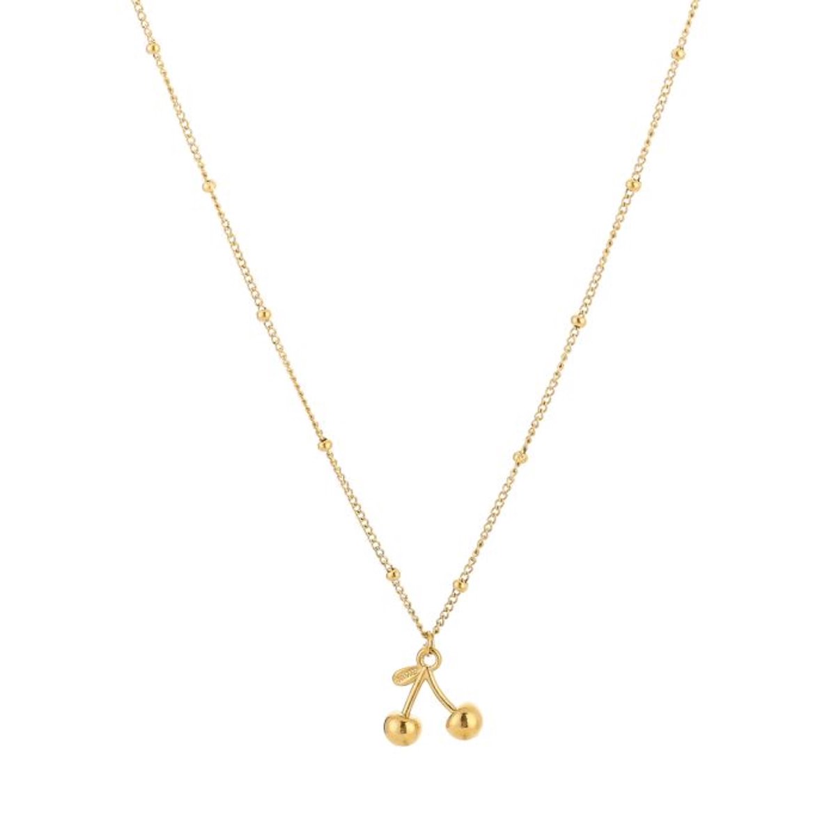 Bijoutheek Collier Kersen Cherry Goudkleurig