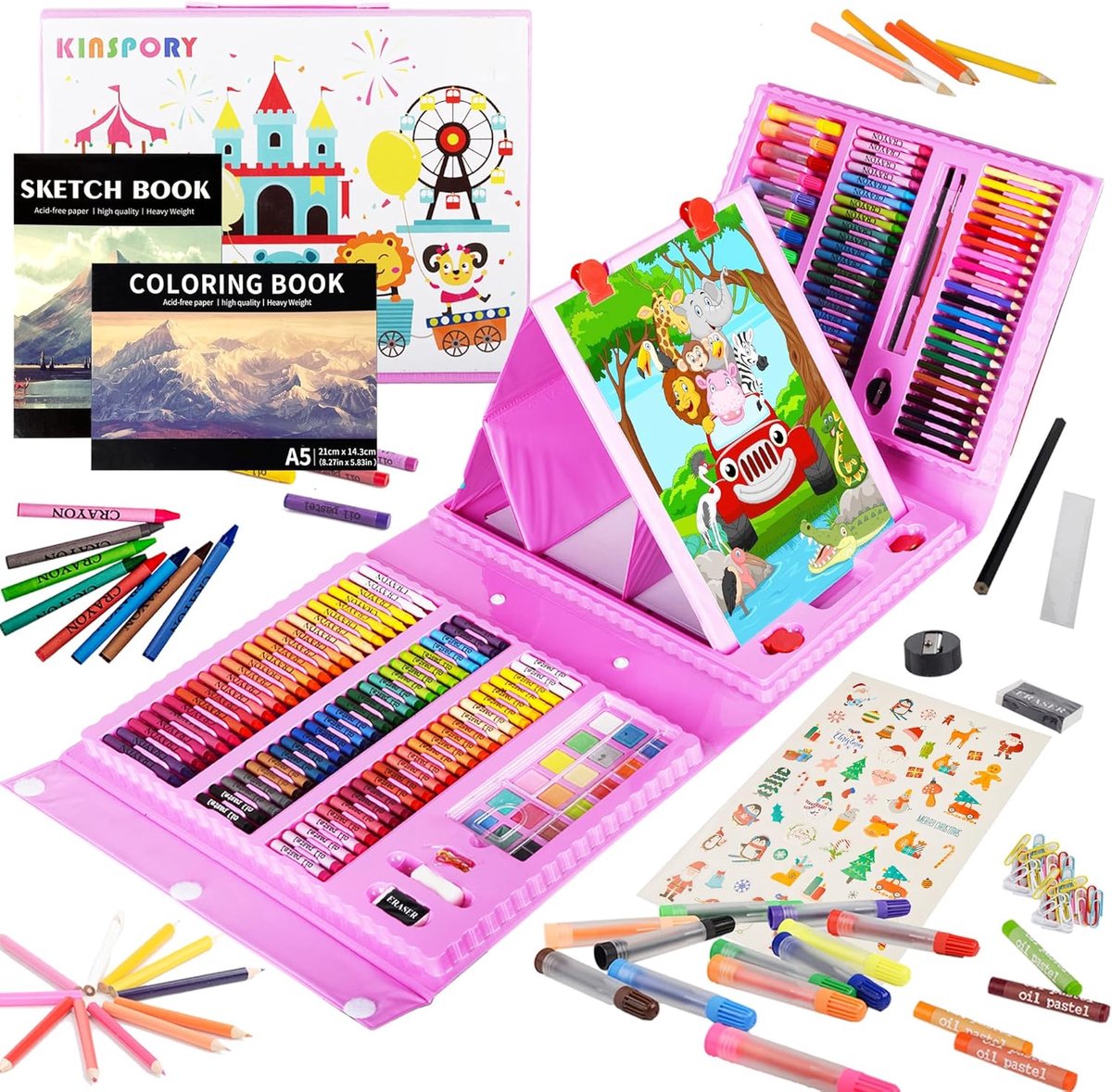 SnelShoppen - 290 Stuks Kunstset voor Kinderen - Deluxe Tekening- en Schilderijset - Creatieve Kunstbenodigdheden voor Jongens en Meisjes van 4 tot 12