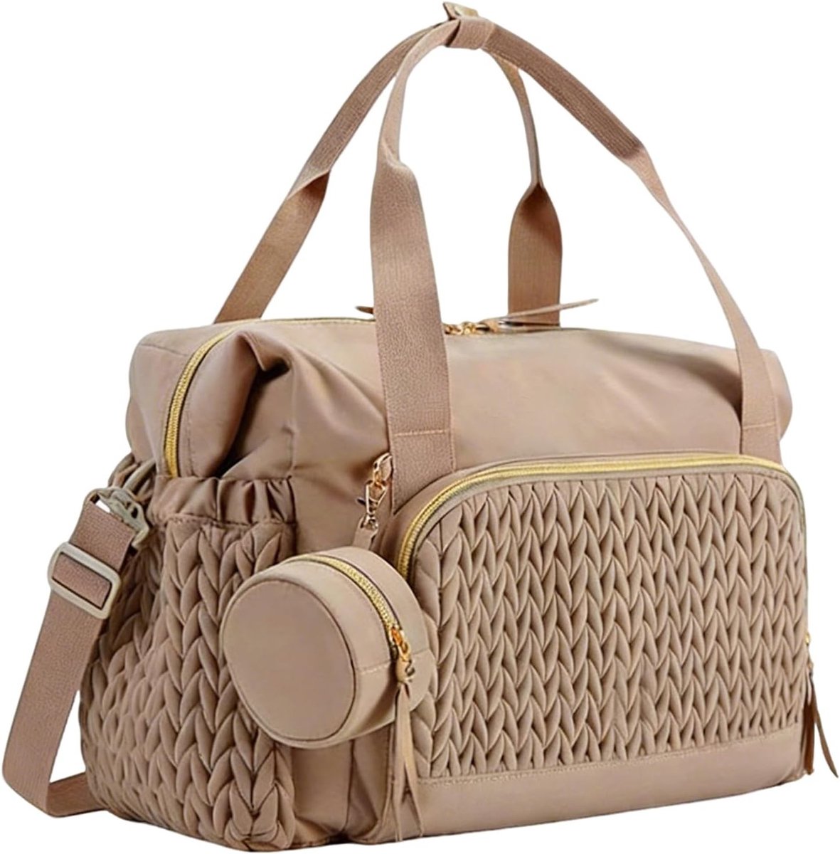 Ruime luiertas met fopspeenetui, ideaal voor ouders, perfect voor reizen en dagelijkse gebruik, babyaccessoires, schoudertas (camel)