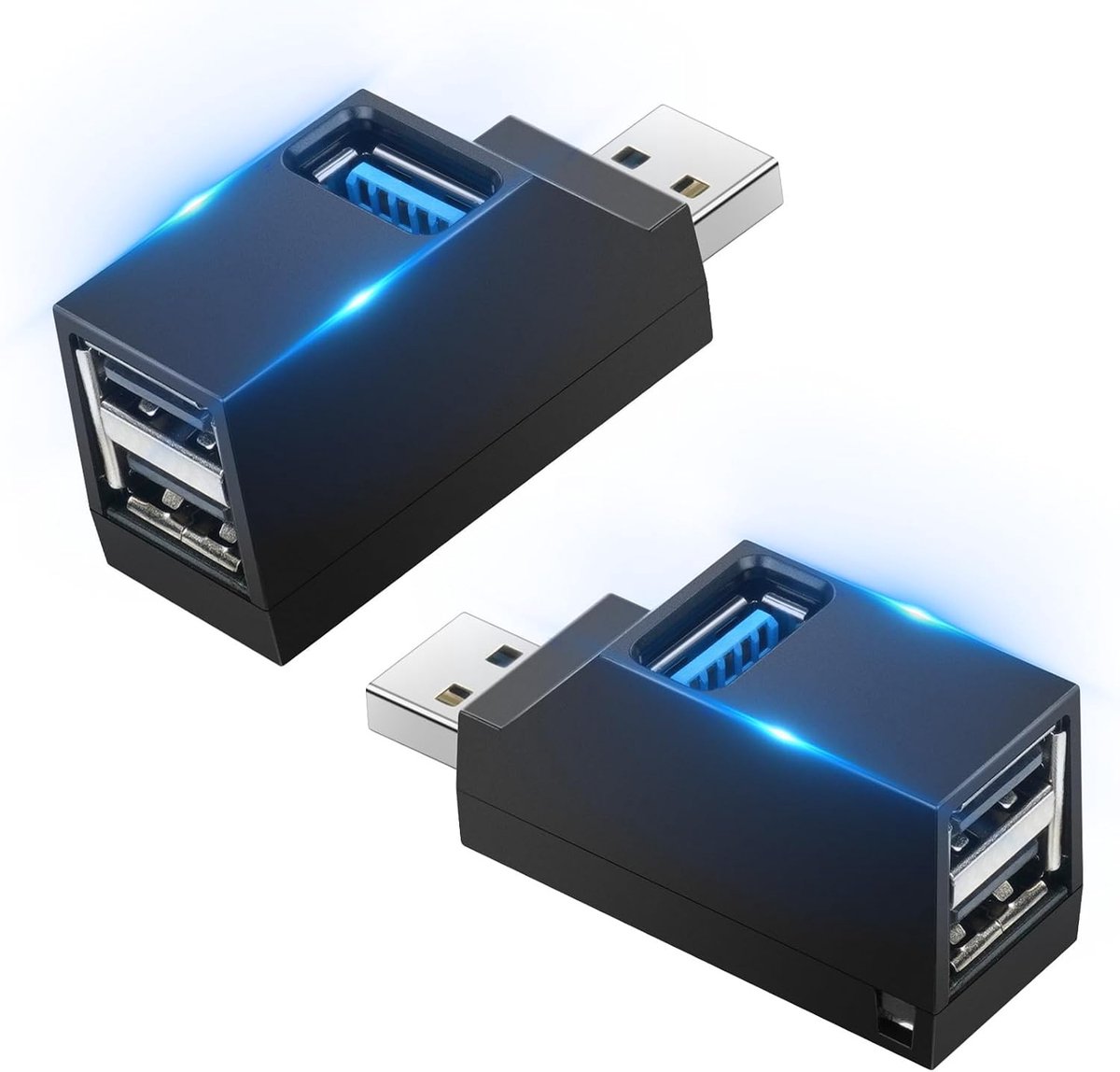 Thijox - 3-poorts USB 3.0 hub, mini USB-splitter met 1 USB 3.0 + 2 USB 2.0 poorten, uitbreidingsadapter voor laptop, MacBook en desktop-pc, perfect vo