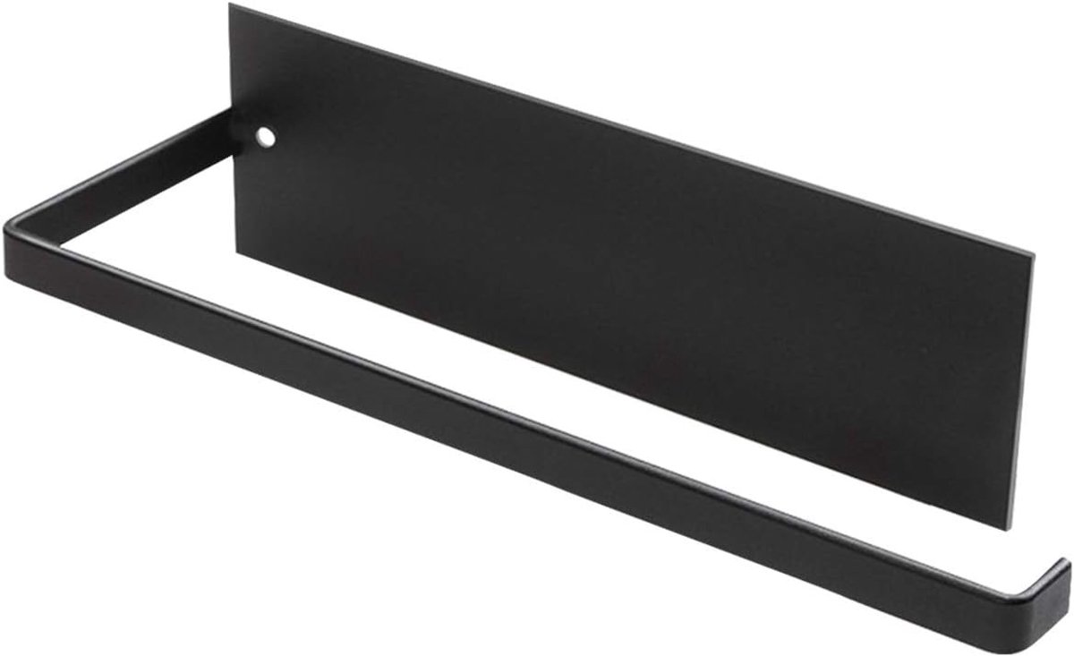 Thijox - Keukenrolhouder Muur Gemonteerd 25 cm - Zelfklevend Zonder Boren - Mat Zwart Koolstofstaal - Ideaal voor Keuken, Badkamer & Toilet - Servette