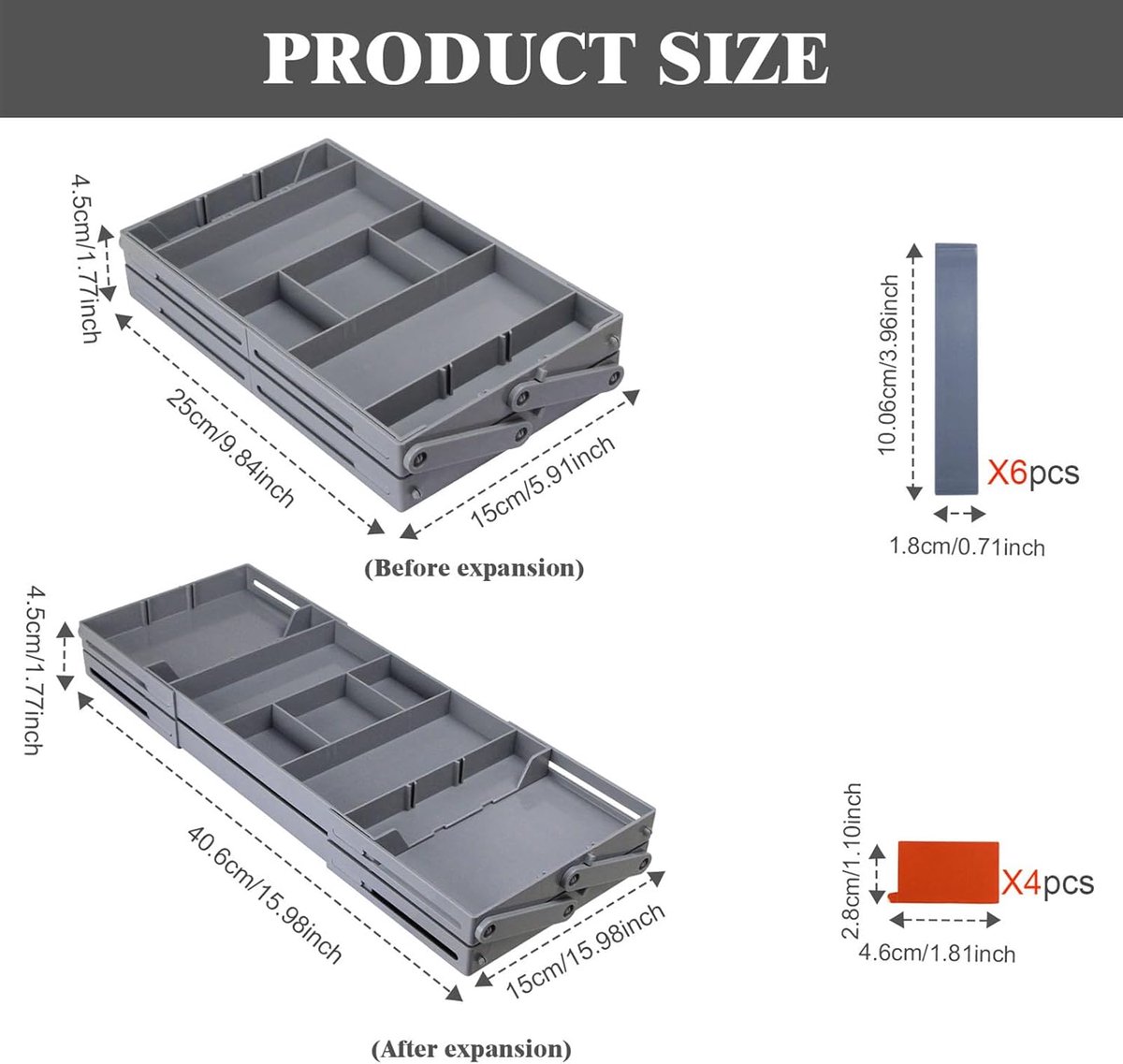 Thijox - Lade-organizer Uitbreidbare Gebruiksvoorwerpenbak voor Kantoor, Badkamer, Keuken en Make-up - 2 Lagen, Multifunctioneel, Cosmetica, Kantoorbe