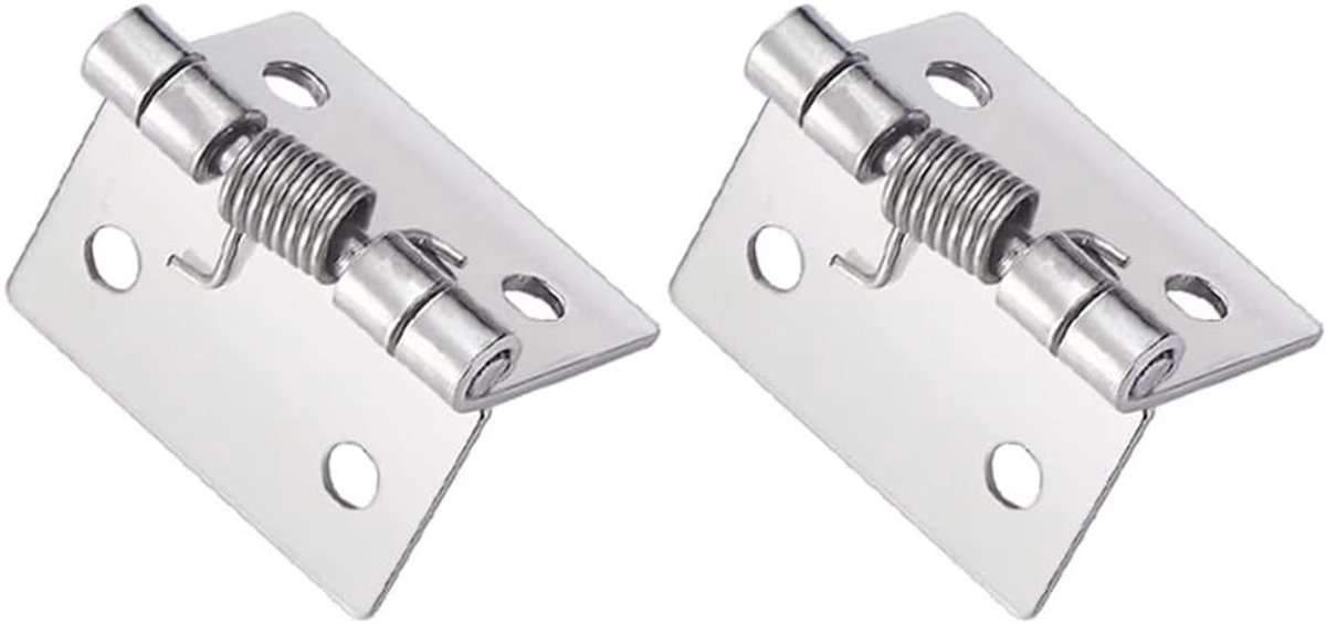 Set van 2 zelfsluitende veerhengsels van roestvrij staal, automatische vergrendelingsscharnieren voor binnengebruik in woning- en commerciële constructieprojecten, 51x66x2mm