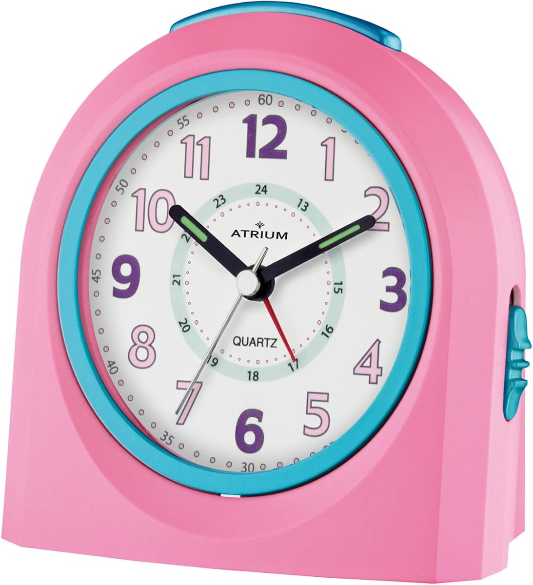 Thijox - Roze analoge wekker voor kinderen A921-17 zonder tikken met LED verlichting en 4-traps alarmsignaal - Perfect voor kinderkamer