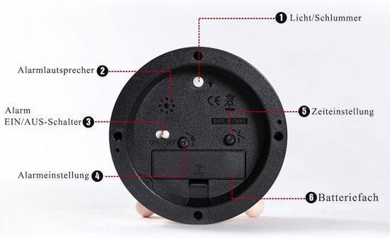 Kinderwekker, stil, geen tikkende lichtwekker voor meisjes en jongens, draagbare wekker op batterijen (zonder batterij) voor kinderkamer nachtkastje bureau - roze konijn — afbeelding 3
