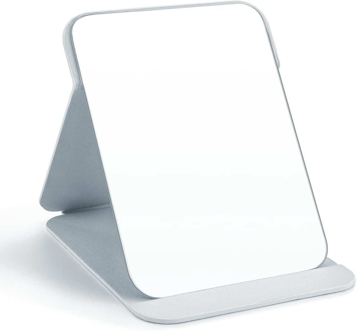 Thijox - Draagbare Klapspiegel Tafelspiegel 25x18cm, Multi Stand Hoek, Opvouwbare Reisspiegel met PU-lederen Hoes, Super HD Make-up Spiegel in Wit voo