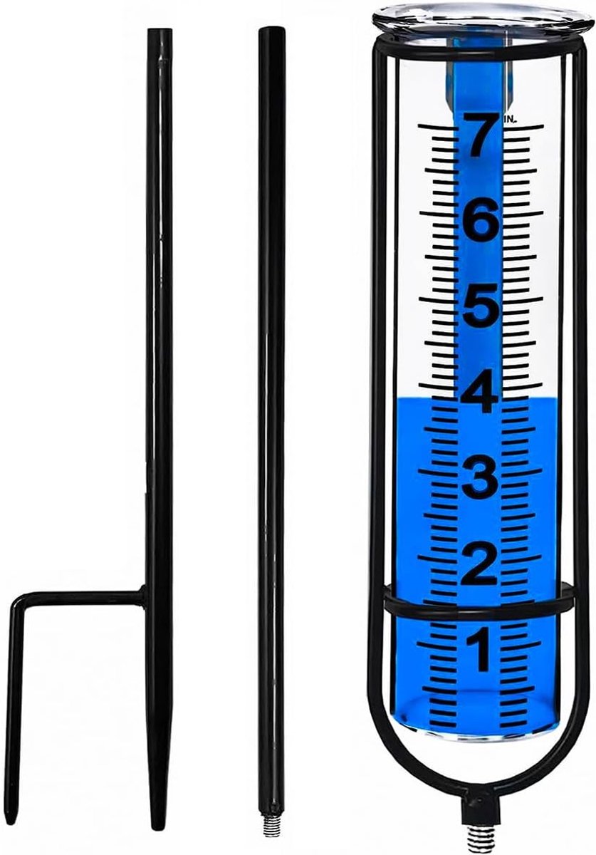 Thijox - Regenmeter Buiten Kunststof met IJzeren Beugel - Bestand tegen Kou, Scheuren en Vervorming - Tuin- en Gazondecoratie - Hoge Kwaliteit