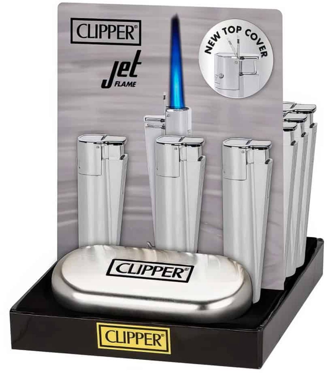 Clipper Large Metal JetFlame Aanstekers "Silver"
