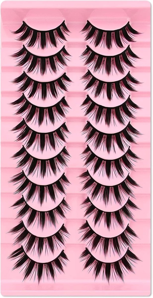 Valse wimpers voor cosplay en anime, natuurlijke look, 15 mm, kort, 10 paar kunstwimpers voor een opvallende uitstraling