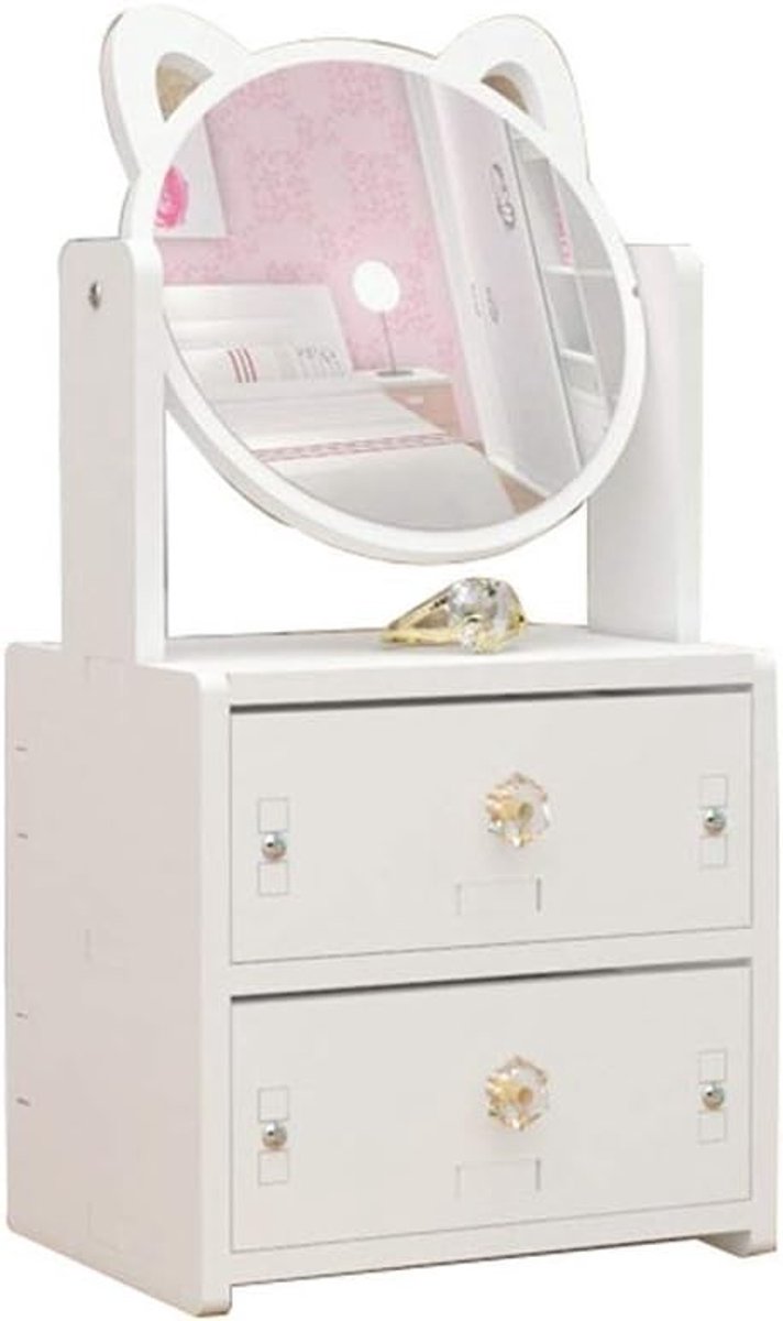 Juwelenbox met spiegel, 2-laags opbergruimte, perfect als cadeau voor geliefden en sieradenliefhebbers