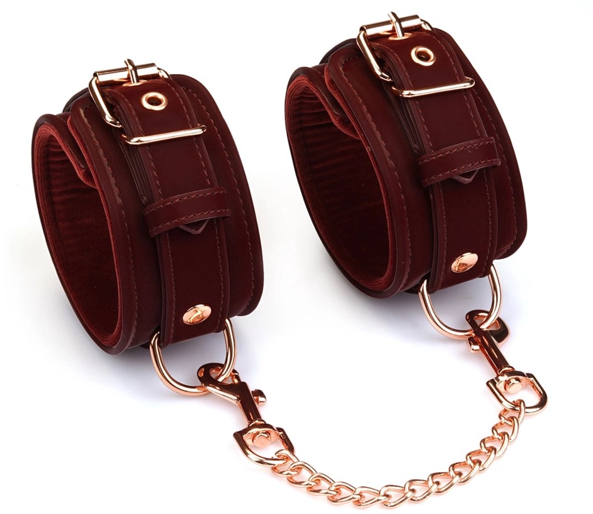 Liebe Seele - Metallic Shade Red - Vegan PU Lederen Enkelboeien - Rood/Rosé Goud