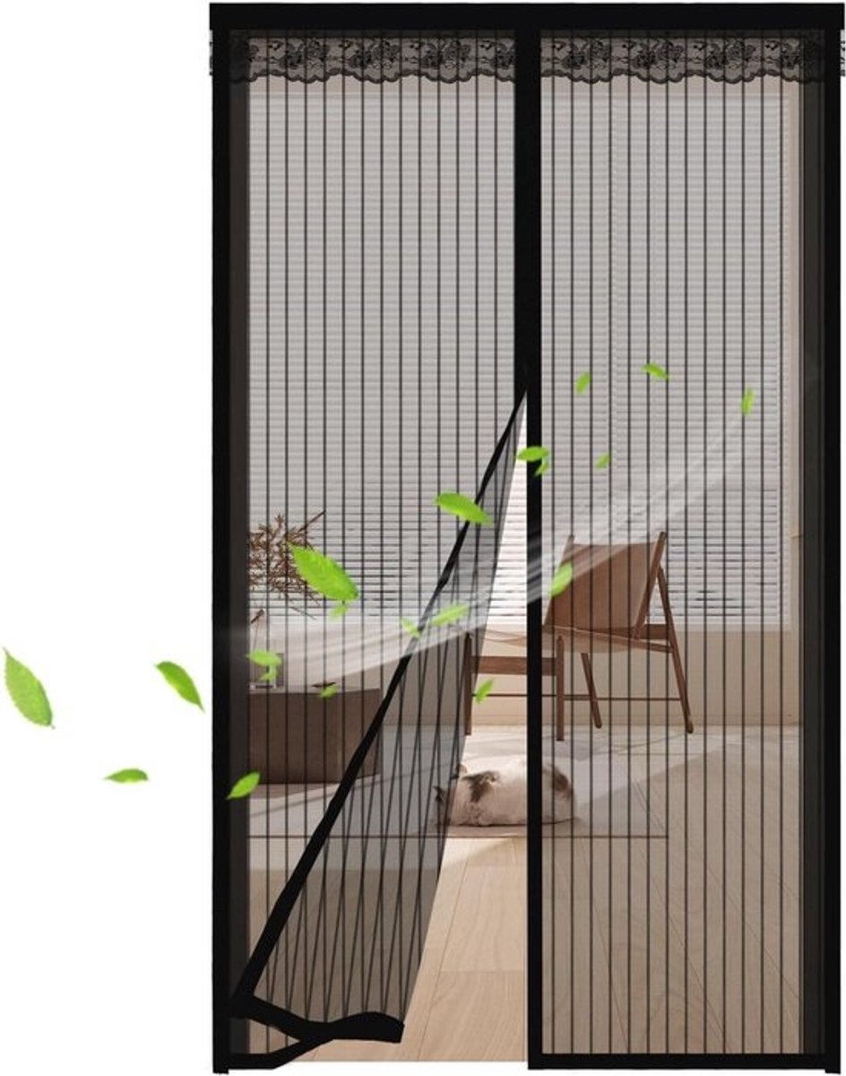 Magnetisch Vliegengaas - Hordeur Gordijn - Insecten Buiten Houden - Automatische Sluiting - 210x250cm - Zwart