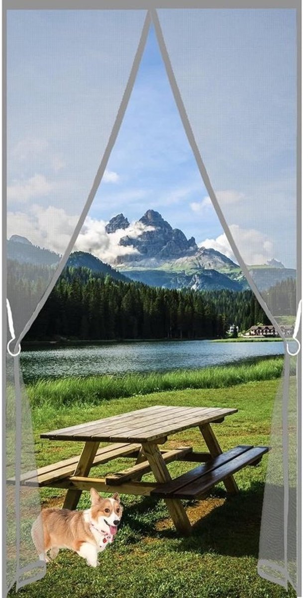 Magnetische Hordeur - Vliegenhor Deur - Insecten Buiten Houden - Automatisch Sluitend - 125 x 210 cm - Grijs