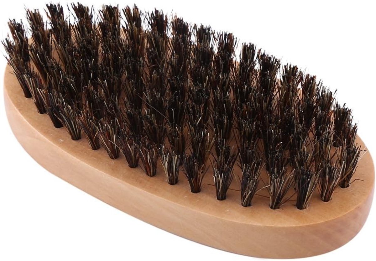 Houten Baardborstel met Natuurlijke Varkensharen, Ideaal voor Baardverzorging en Snorstyling, Compact en Handzaam
