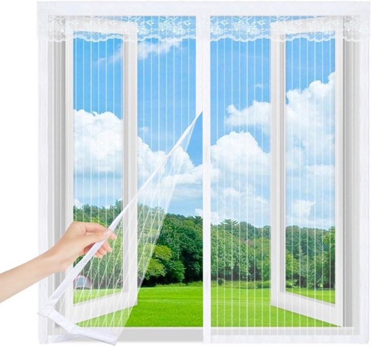 Magnetisch Vliegengaas - Insectenhor Raam - Buitenruimte Genieten - Automatisch Sluitend - 95x150cm - Wit