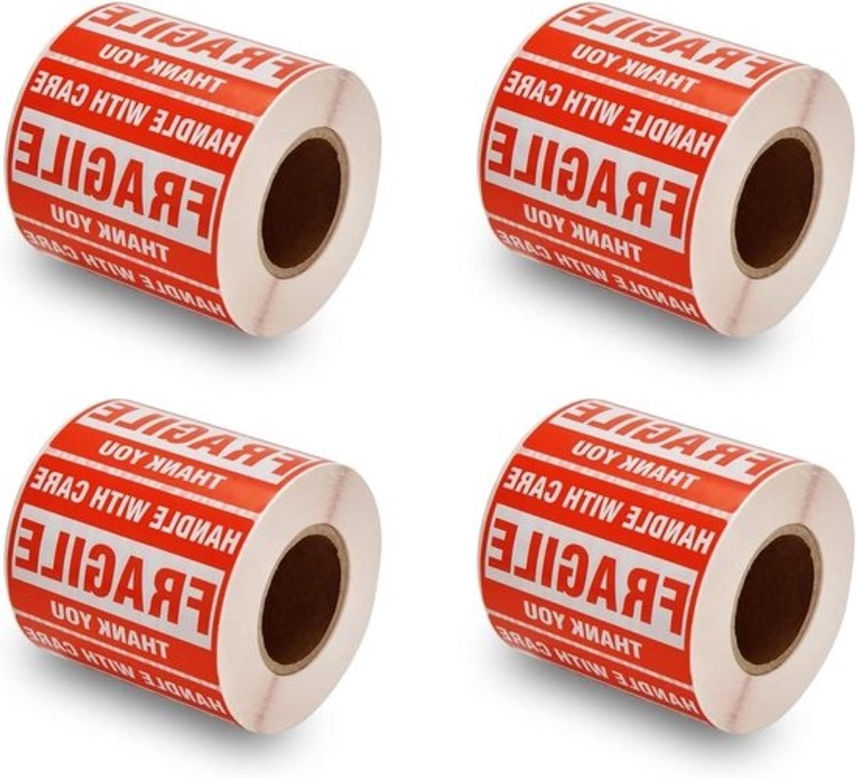 Breekbare Stickers - Waarschuwingslabels Fragiel - Pakketten Versturen - Olie- en Waterbestendig - 5x7.5 cm - Rood