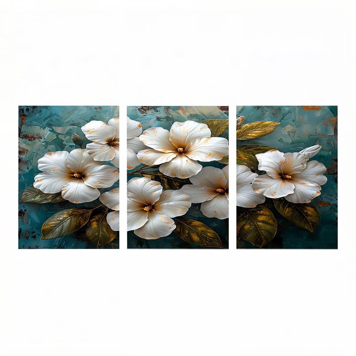 3-delig bloemenschilderij op nummer - 60 x 40 cm