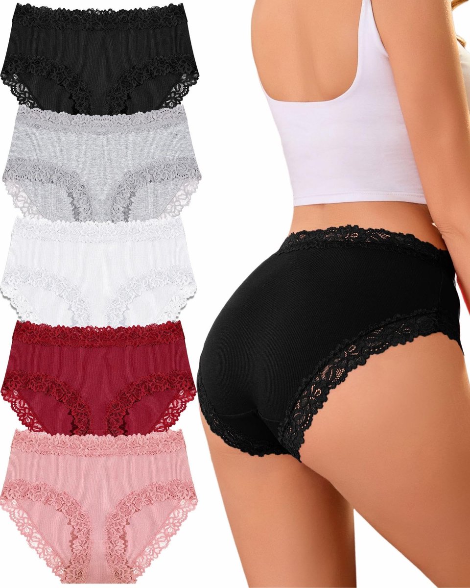 Hoge Taille Katoenen Ondergoed - Set van 5 Stuks