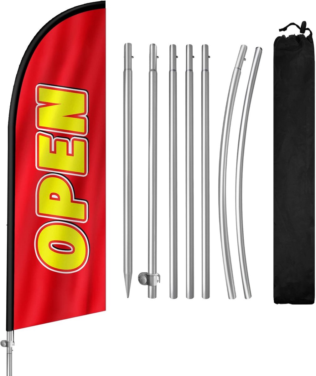 Open Vervlag met roestvrijstalen vlaggenmast - 8FT set