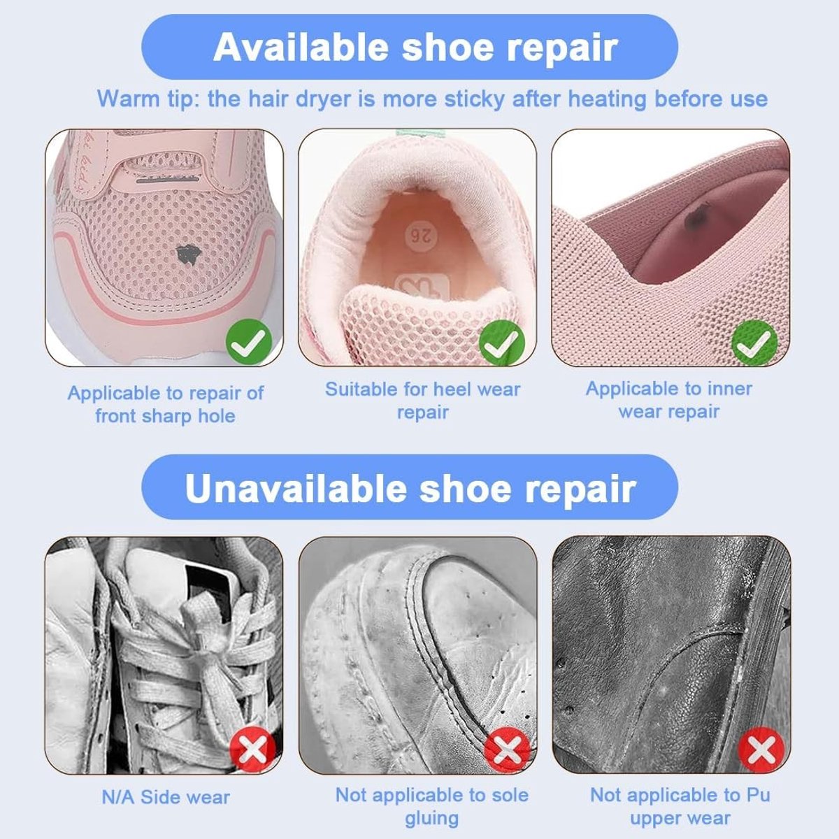 12 Stuks Reparatie Patches voor Schoenen, Heelpads en Teenbeschermers, Ideaal voor Sport- en Wandelschoenen, Voor het Repareren van Gaten en Slijtage