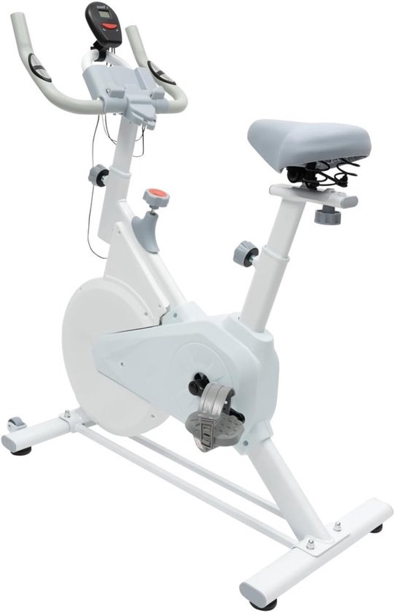 Fitnessfiets - Indoor bike - Binnen trainen - Verstelbaar weerstandssysteem - 85 x 45 x 110 cm - Wit