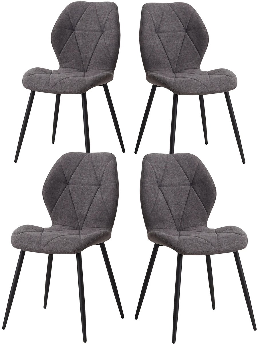 Brandistry - Eetkamer Stoelen - Stoelen - Eetkamer - Set Van 4 - Moderne Eetkamerstoelen - Stalen Poten - 48x42x86 - Donkergrijs