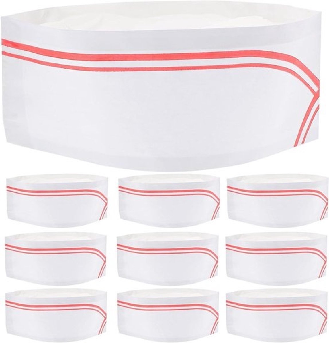 Kookmutsen Wegwerp - Koksmutsen Papier - Hygiënisch Werken - Lichtgewicht Ontwerp - 100 stuks - Rood en Wit