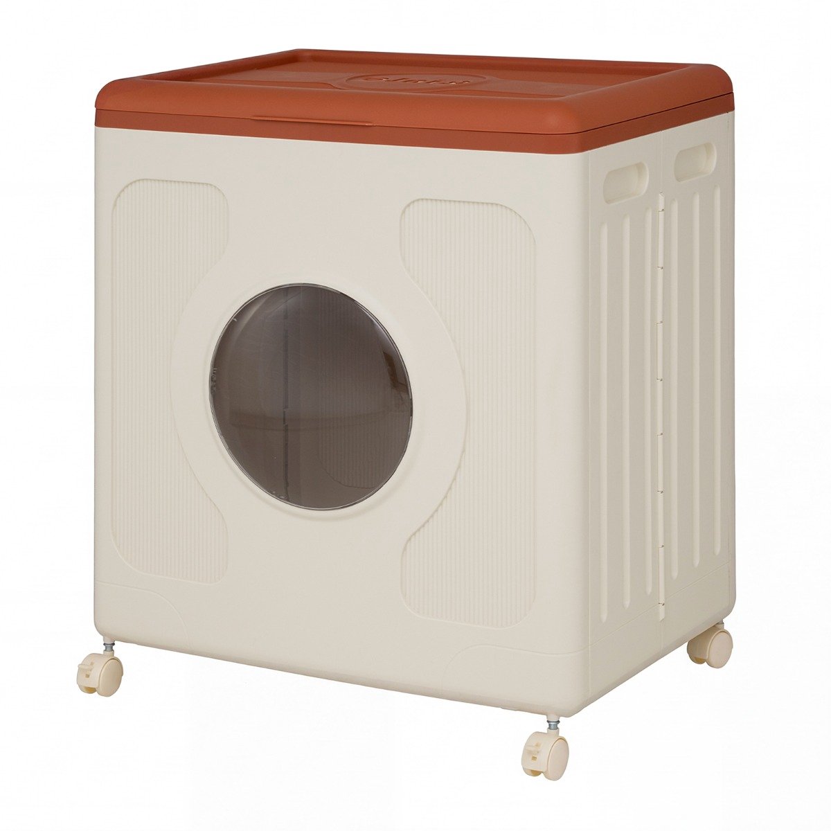 SureDeal® - Kledingkast - Opbergbox - Kleding - Deksel - Wieltjes Rolbare Wasmand - Transparant Venster - 58x41x68 cm - Koffiebruin