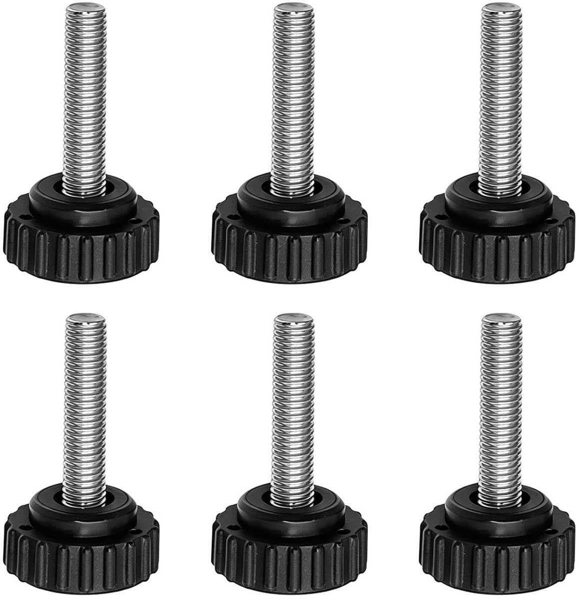 Set van 6 kartelschroeven M6 x 30 mm in roestvrij staal, ronde kop, vleugelschroeven en duimschroeven voor snelle vervangingen en bevestigingen