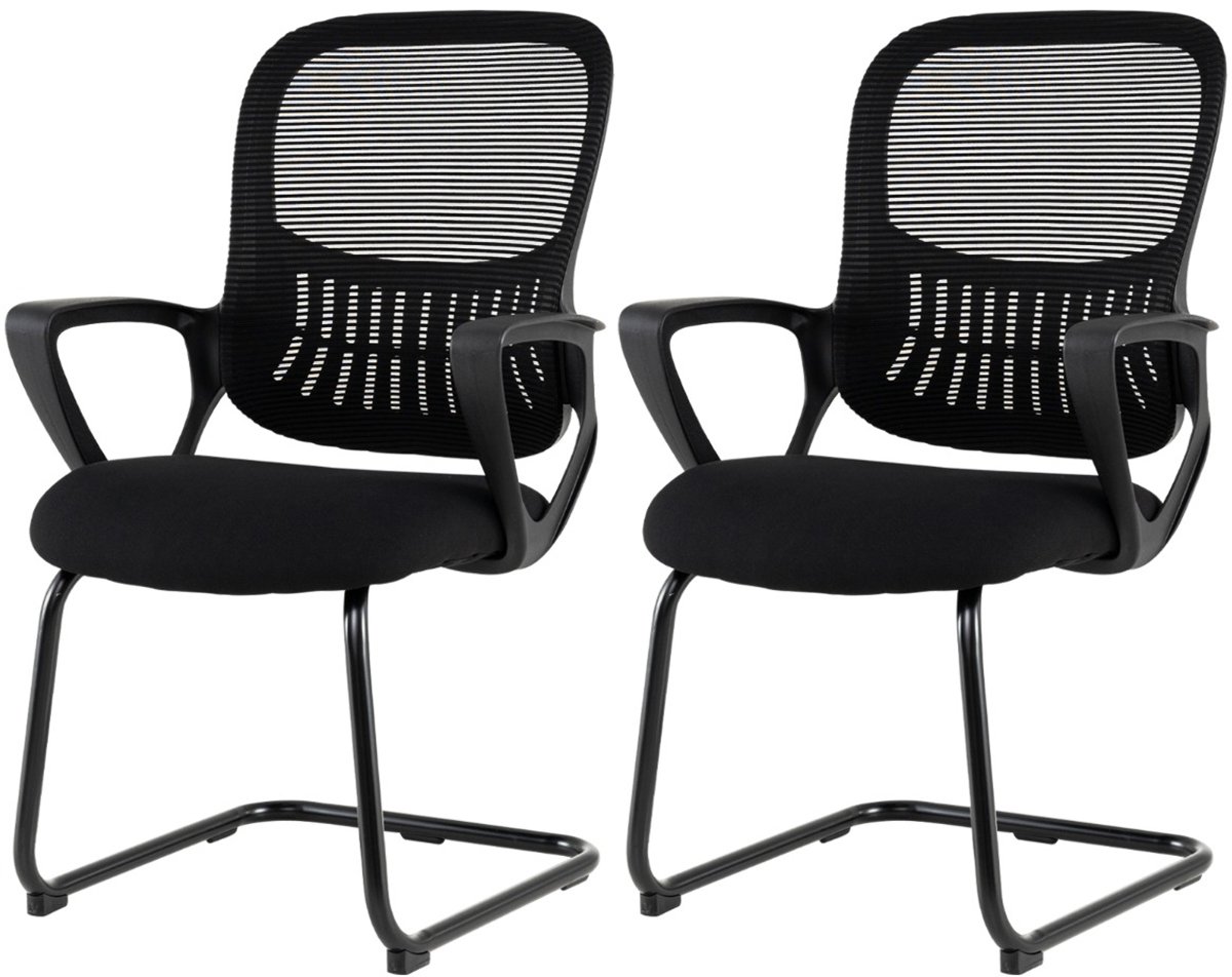 SureDeal® - Bureaustoel - Twee Bureaustoelen Ergonomisch - 63x63x96 cm - zwart