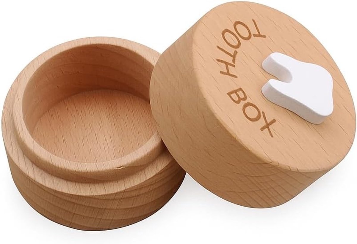 Houten doos voor melktanden, ideale bewaardoos voor kindertanden, schattige tandenbox voor kinderen